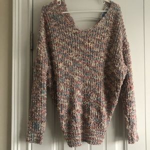 Multi. Colored sweater. V back with knot to open back.